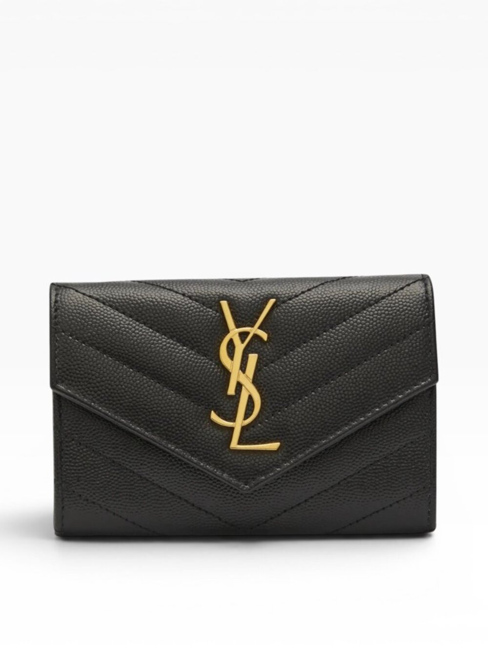 YSL Uptown Compact Wallet Grey Grained Leather - Picture 12 of 13